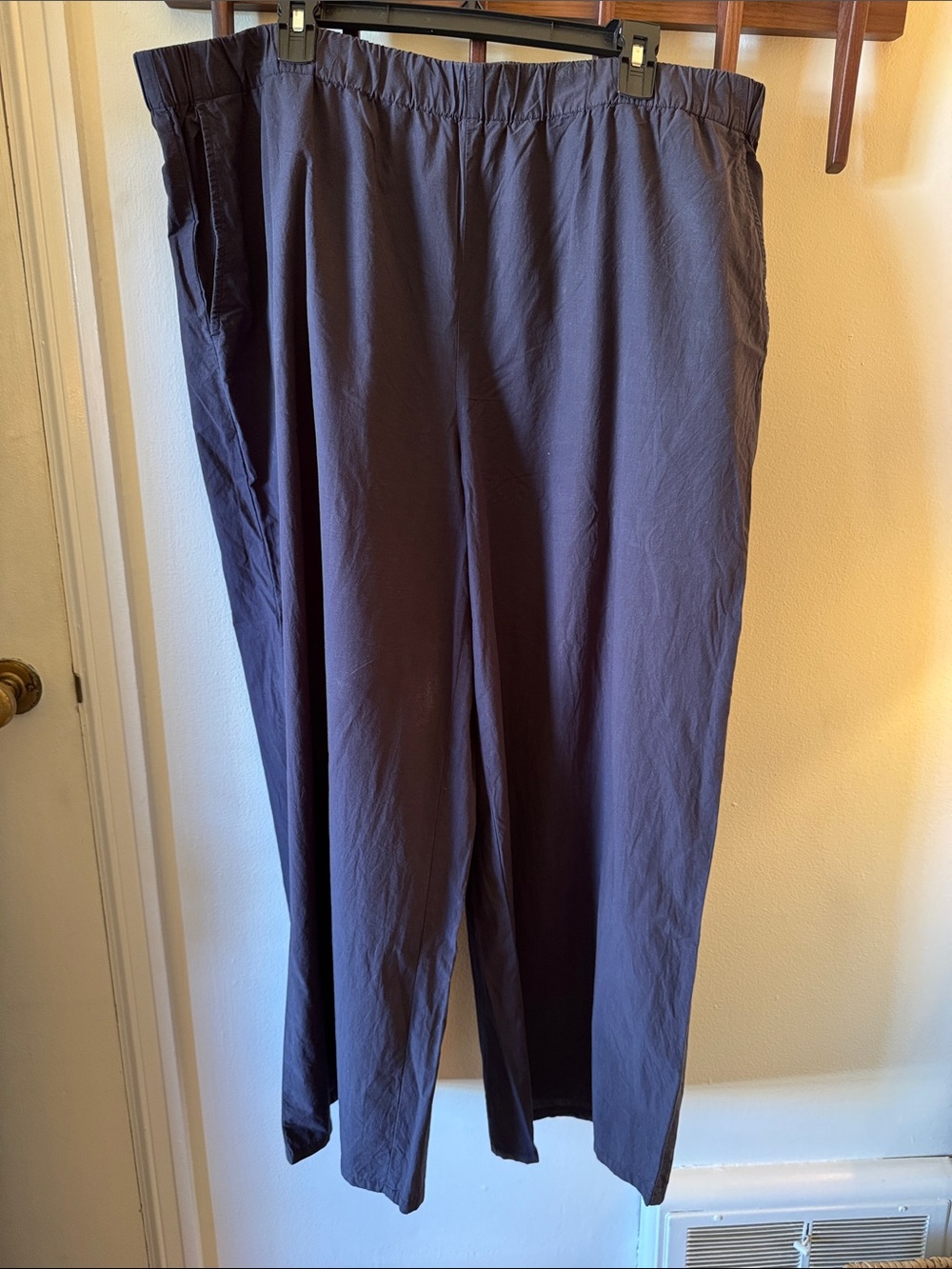 EILEEN FISHER Nocturne Washed Organic Cotton Poplin Wide Leg Pants